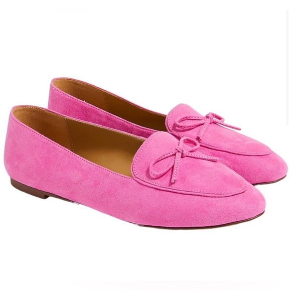 J. Crew Factory Shoes - J. Crew Bow Suede Loafer Intense Pink Size 7